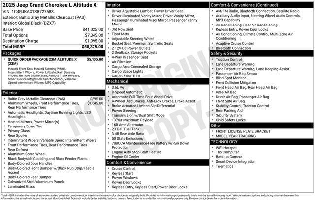 new 2025 Jeep Grand Cherokee L car, priced at $41,875
