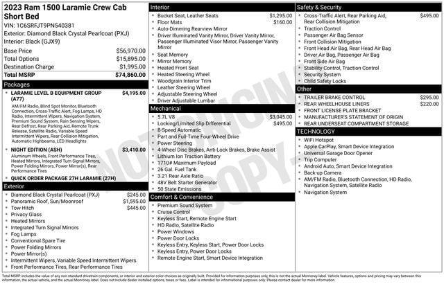 used 2023 Ram 1500 car, priced at $41,999