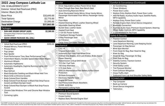 used 2022 Jeep Compass car, priced at $19,329