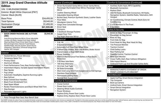 used 2019 Jeep Grand Cherokee car, priced at $19,729