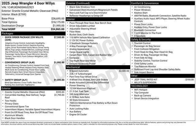 new 2025 Jeep Wrangler car, priced at $44,865