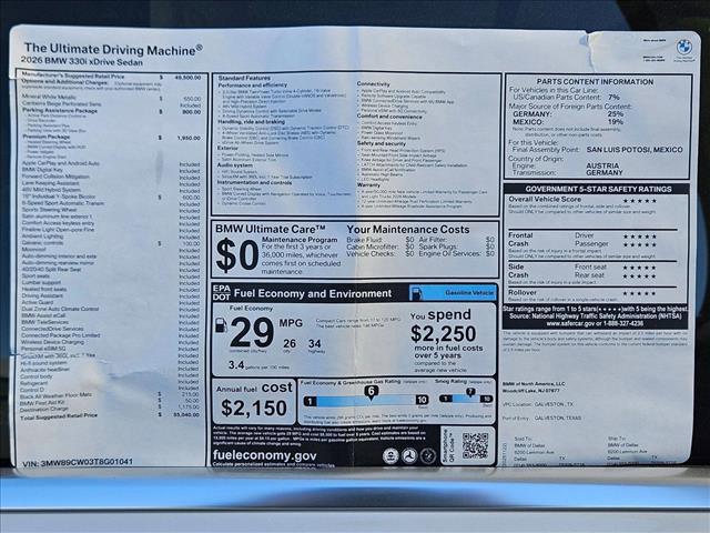 new 2026 BMW 330 car, priced at $55,040