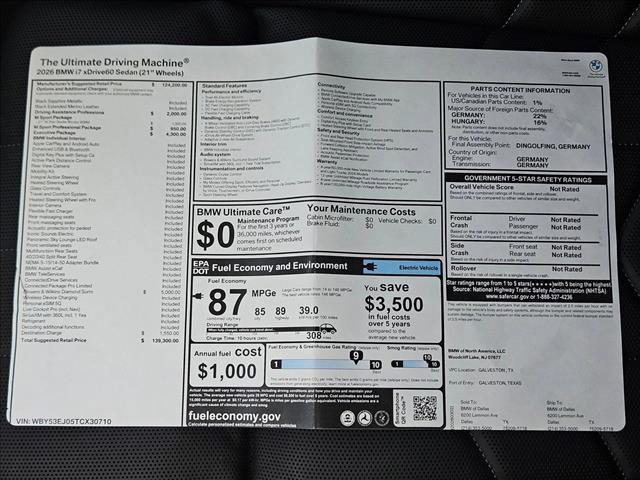 new 2026 BMW i7 car, priced at $139,525