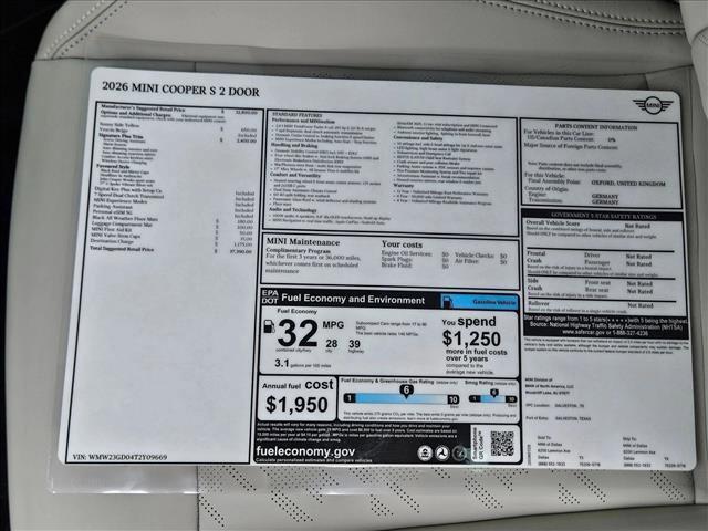 new 2026 MINI Hardtop car, priced at $37,390