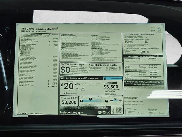 new 2025 BMW 760 car, priced at $134,425