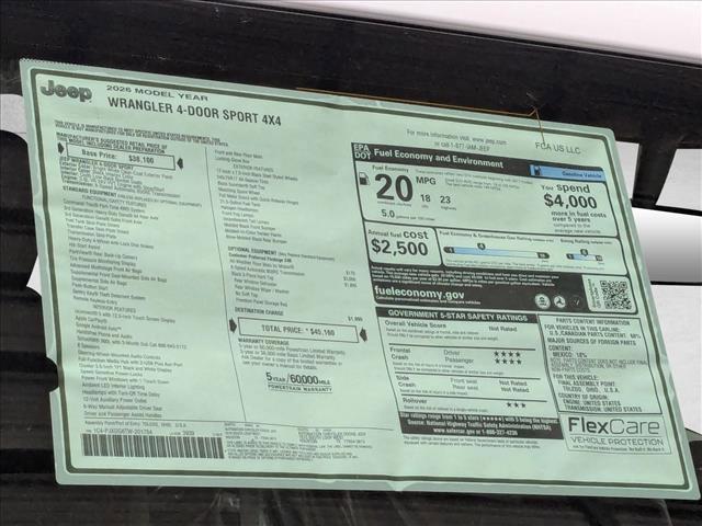 new 2026 Jeep Wrangler car, priced at $43,671