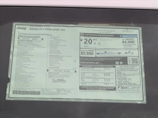 new 2026 Jeep Wrangler car, priced at $41,921