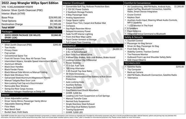 used 2022 Jeep Wrangler car, priced at $27,988