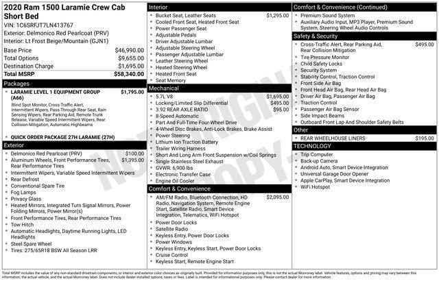 used 2020 Ram 1500 car, priced at $31,700