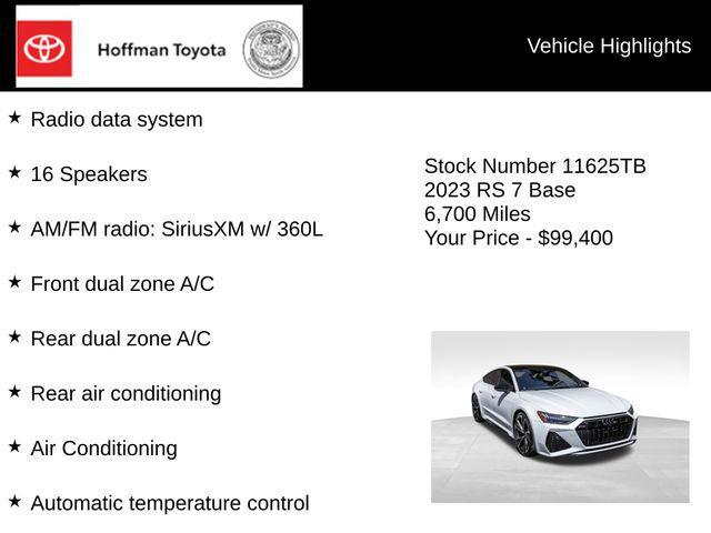 used 2023 Audi RS 7 car, priced at $99,399