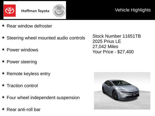 used 2025 Toyota Prius car, priced at $28,299
