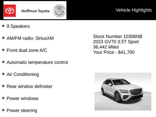 used 2023 Genesis GV70 car, priced at $41,500
