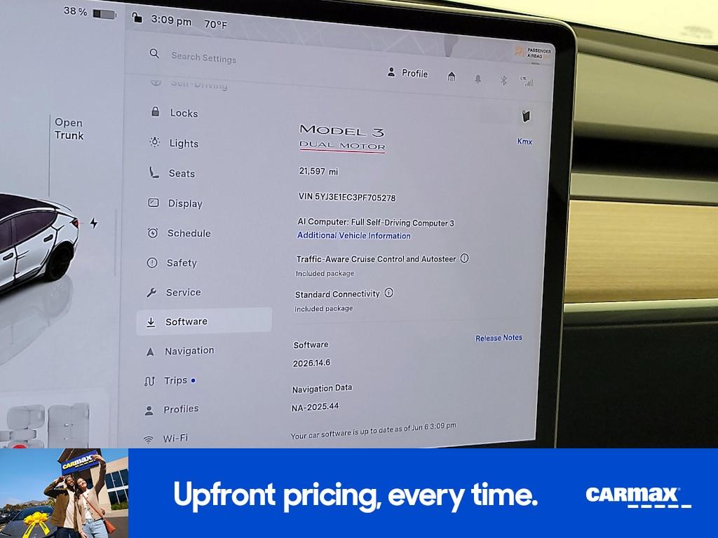 used 2023 Tesla Model 3 car, priced at $37,998