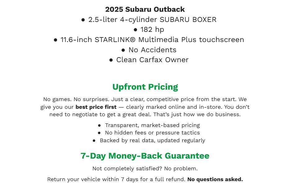 used 2025 Subaru Outback car, priced at $33,998