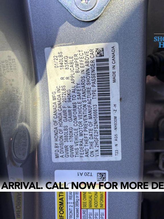 used 2022 Honda Civic car, priced at $21,998