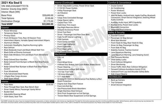 used 2021 Kia Soul car, priced at $14,597