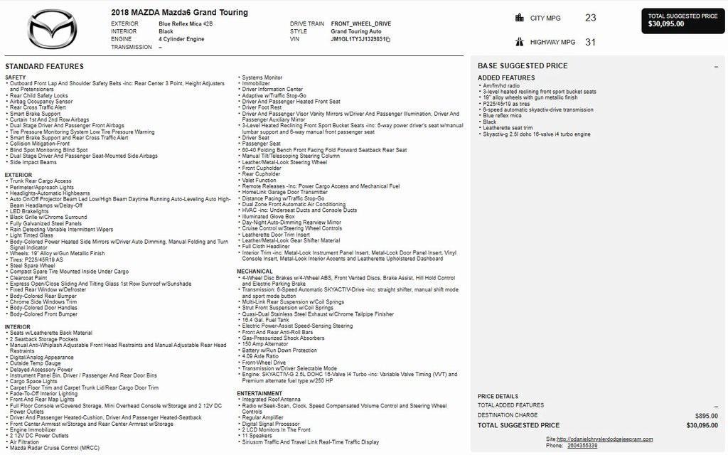 used 2018 Mazda Mazda6 car, priced at $12,575