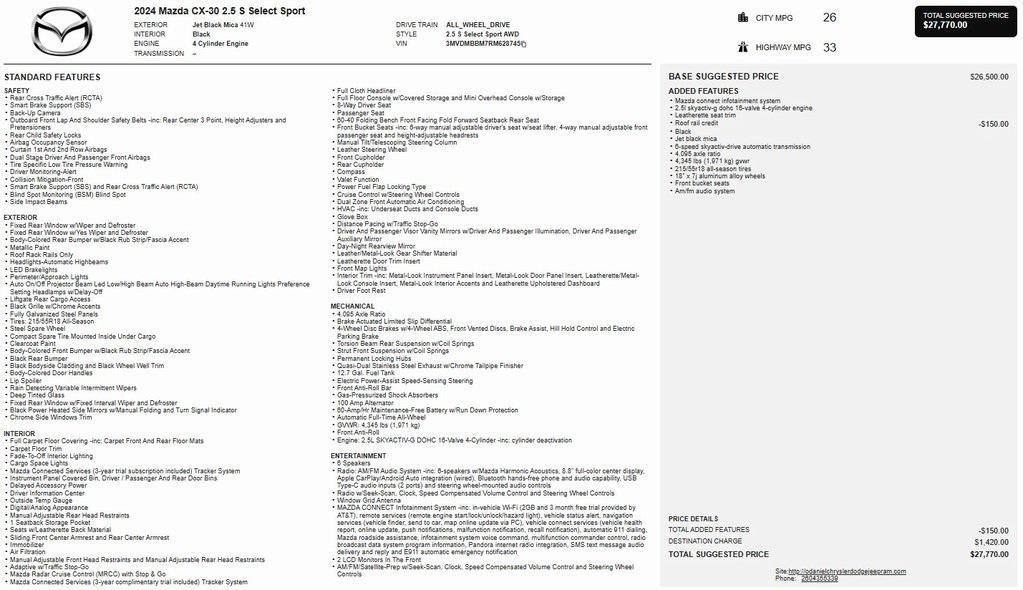 used 2024 Mazda CX-30 car, priced at $23,018