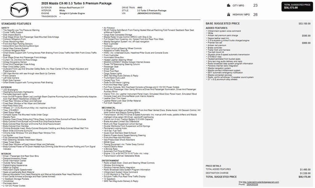 used 2025 Mazda CX-90 car, priced at $46,979