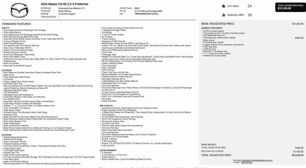 used 2024 Mazda CX-50 car, priced at $25,244