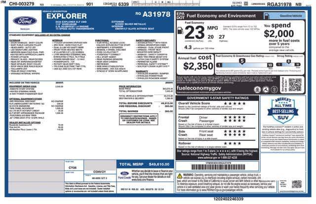 used 2024 Ford Explorer car, priced at $37,034