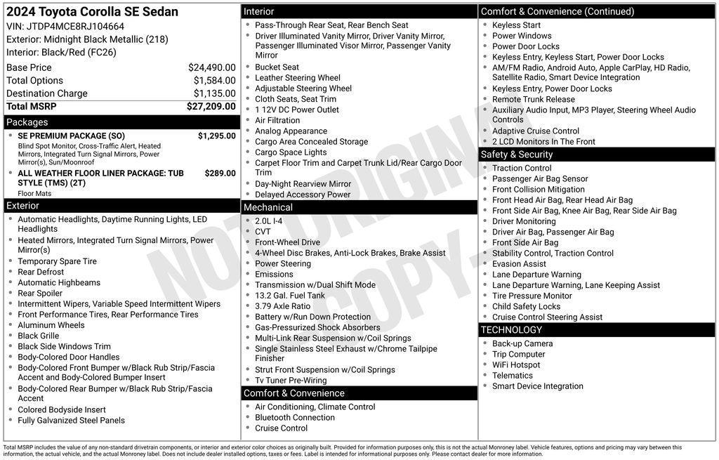 used 2024 Toyota Corolla car, priced at $20,586