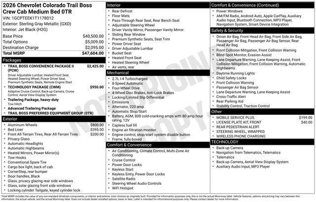 new 2026 Chevrolet Colorado car, priced at $43,564