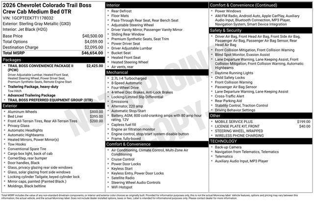 new 2026 Chevrolet Colorado car, priced at $42,864