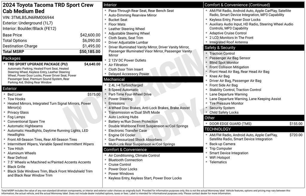 used 2024 Toyota Tacoma car, priced at $41,488