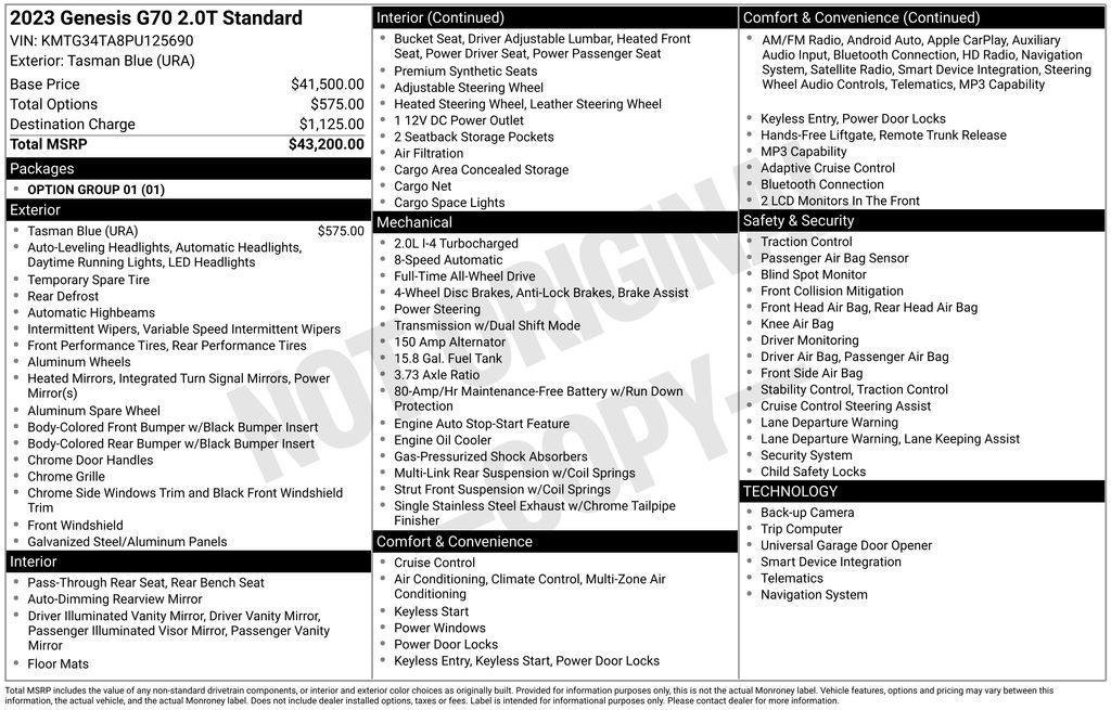 used 2023 Genesis G70 car, priced at $27,988