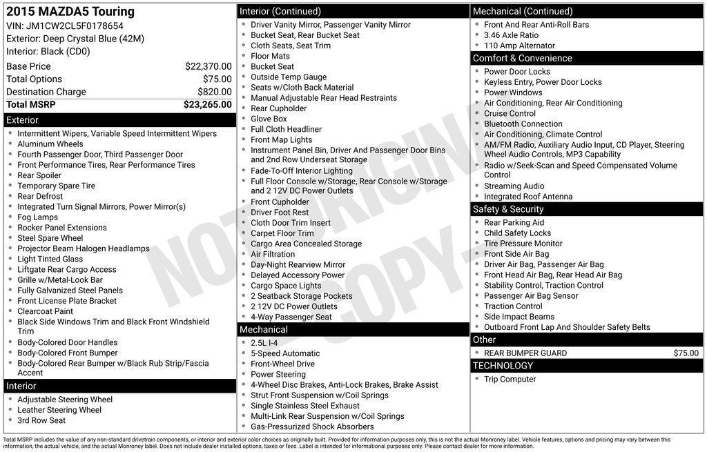 used 2015 Mazda Mazda5 car, priced at $8,195