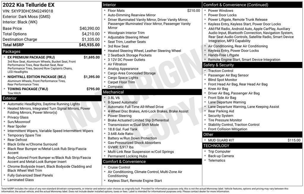 used 2022 Kia Telluride car, priced at $19,995