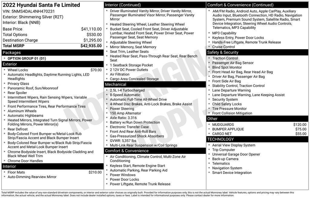 used 2022 Hyundai Santa Fe car, priced at $17,695