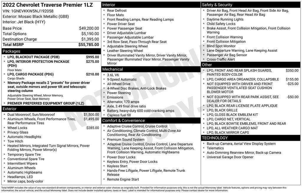 used 2022 Chevrolet Traverse car, priced at $31,595