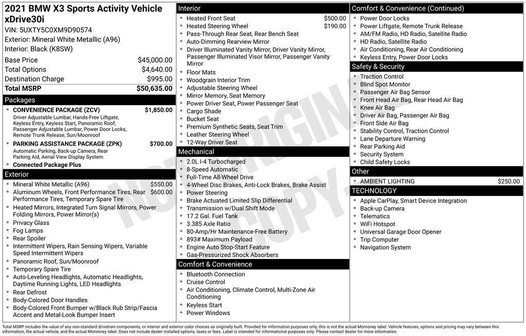 used 2021 BMW X3 car, priced at $15,992
