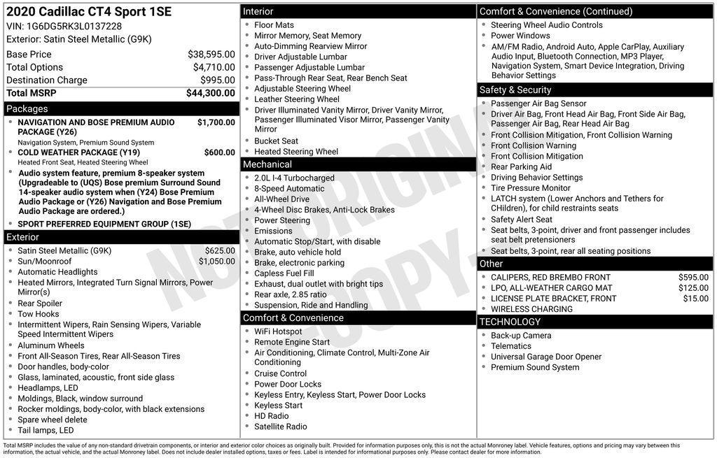 used 2020 Cadillac CT4 car, priced at $21,995