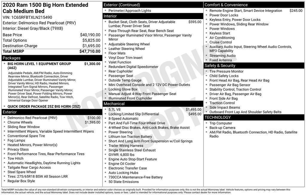 used 2020 Ram 1500 car, priced at $23,995