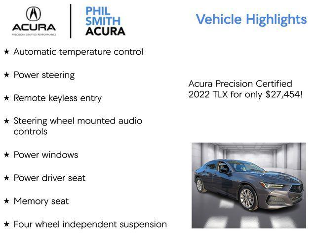 used 2022 Acura TLX car, priced at $27,454