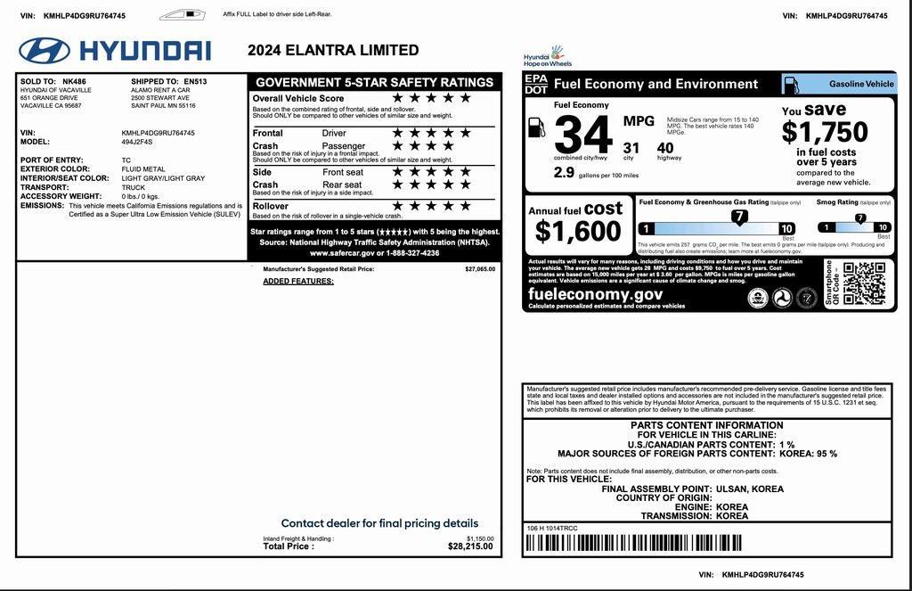 used 2024 Hyundai Elantra car, priced at $20,495