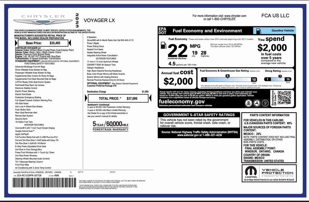 used 2023 Chrysler Voyager car, priced at $23,494