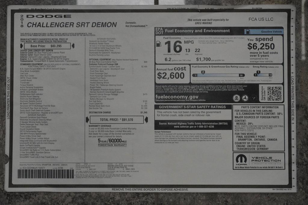 used 2018 Dodge Challenger car, priced at $157,500