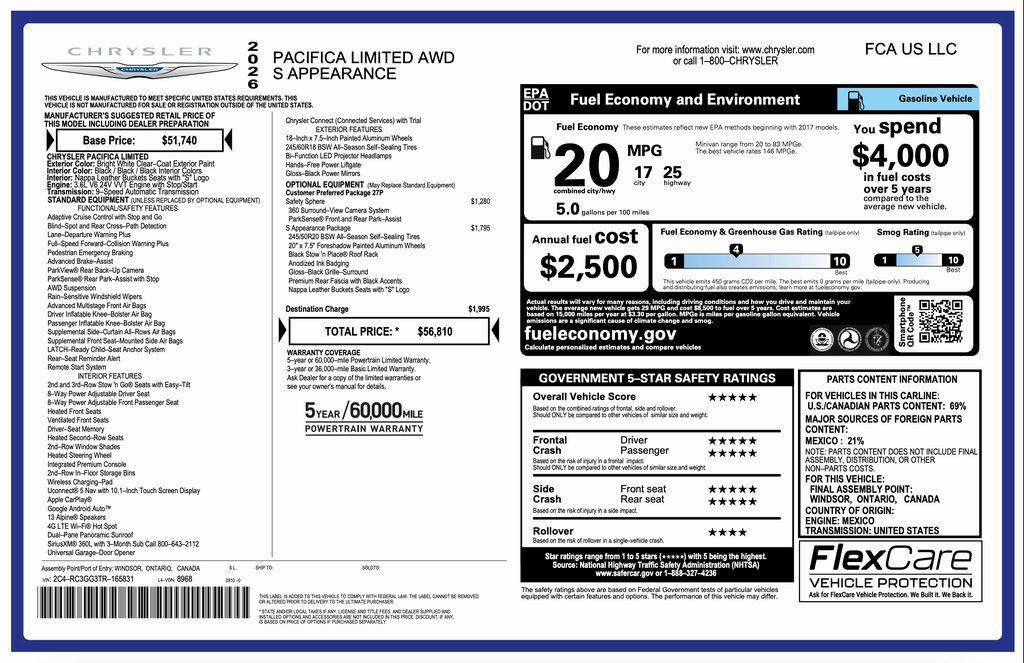 new 2026 Chrysler Pacifica car, priced at $49,810