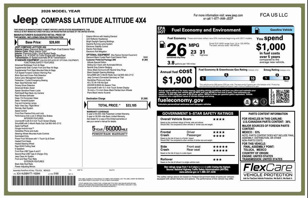 new 2026 Jeep Compass car, priced at $29,685