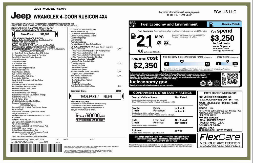 new 2026 Jeep Wrangler car, priced at $54,055