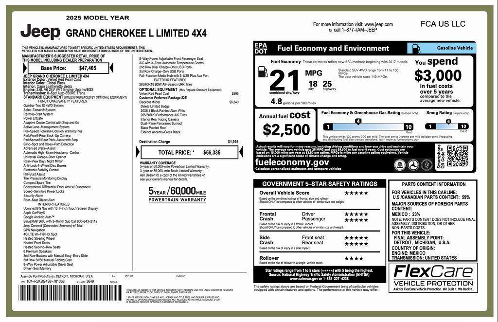 new 2025 Jeep Grand Cherokee L car, priced at $49,835