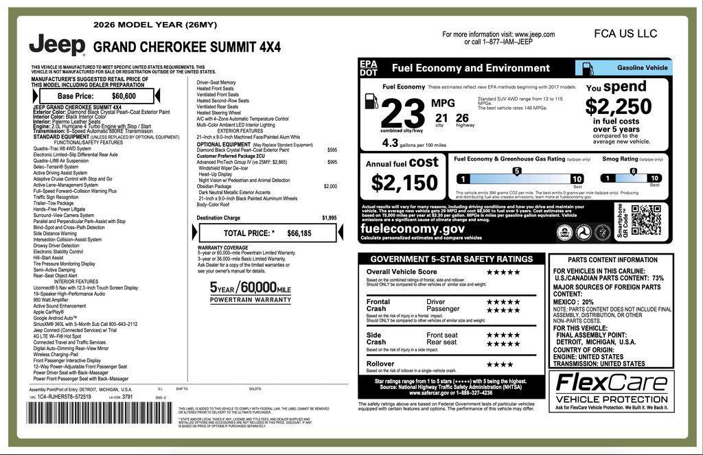 new 2026 Jeep Grand Cherokee car, priced at $57,562