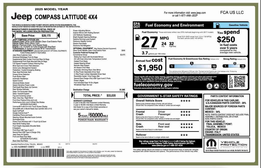 used 2025 Jeep Compass car, priced at $22,995