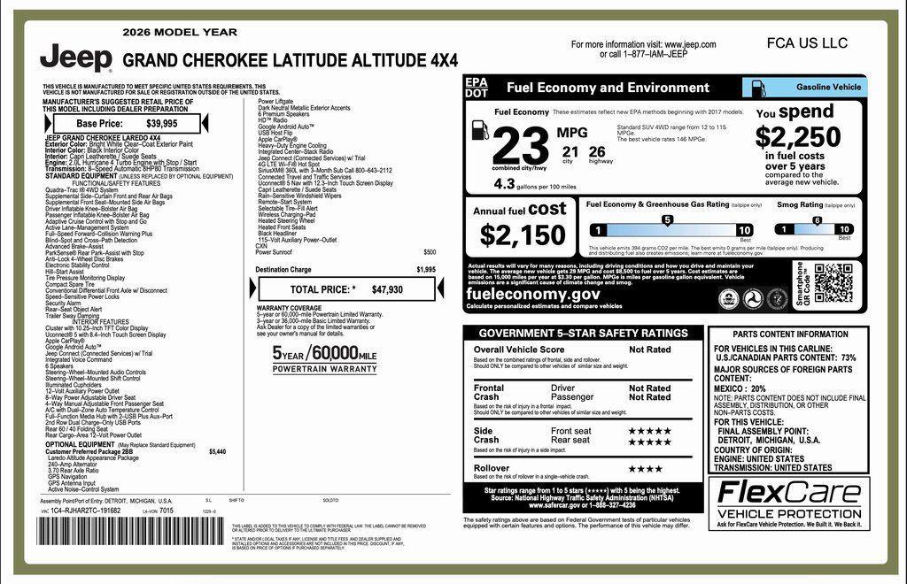 new 2026 Jeep Grand Cherokee car, priced at $43,930