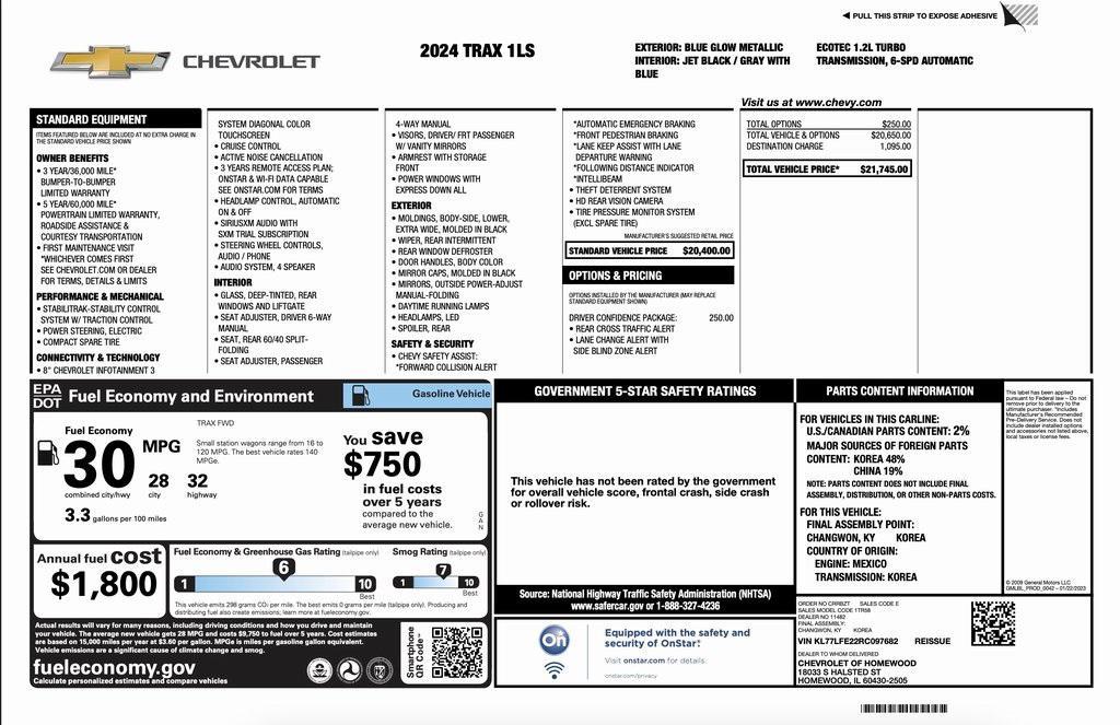 used 2024 Chevrolet Trax car, priced at $19,994