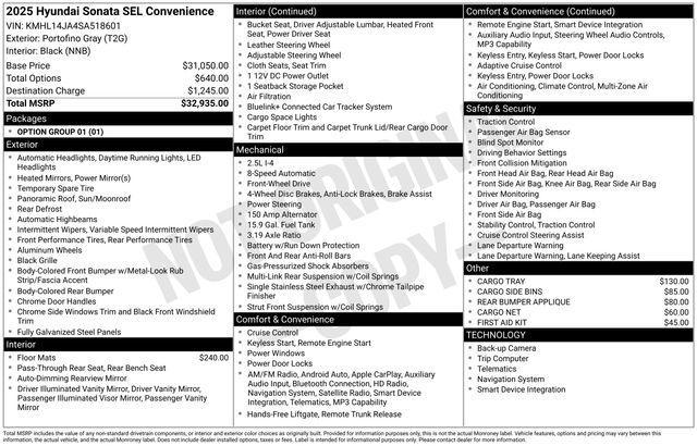 used 2025 Hyundai Sonata car, priced at $25,400